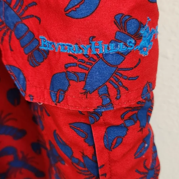 Beverly Hills Polo Club Red and Blue Lobster Swim Trunks Small - Picture 3 of 10